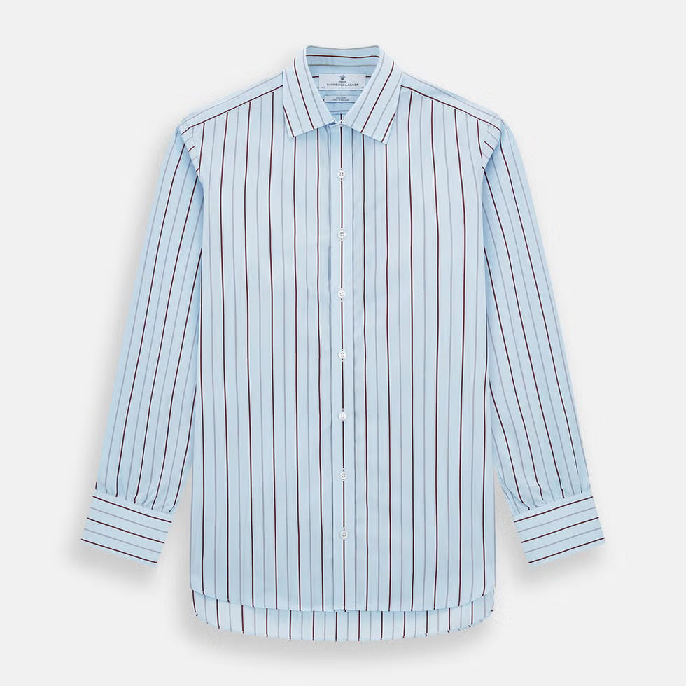 Light blue striped shirt on a white background