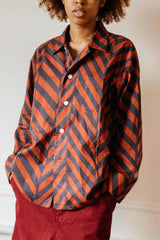 Homer Buttondown Shirt in Brown Chevron