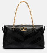 Black Quilted Leather Panthea Tote Bag