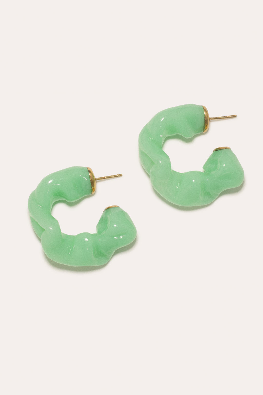 Ruffle Jade Bio Resin and Gold Vermeil Earrings