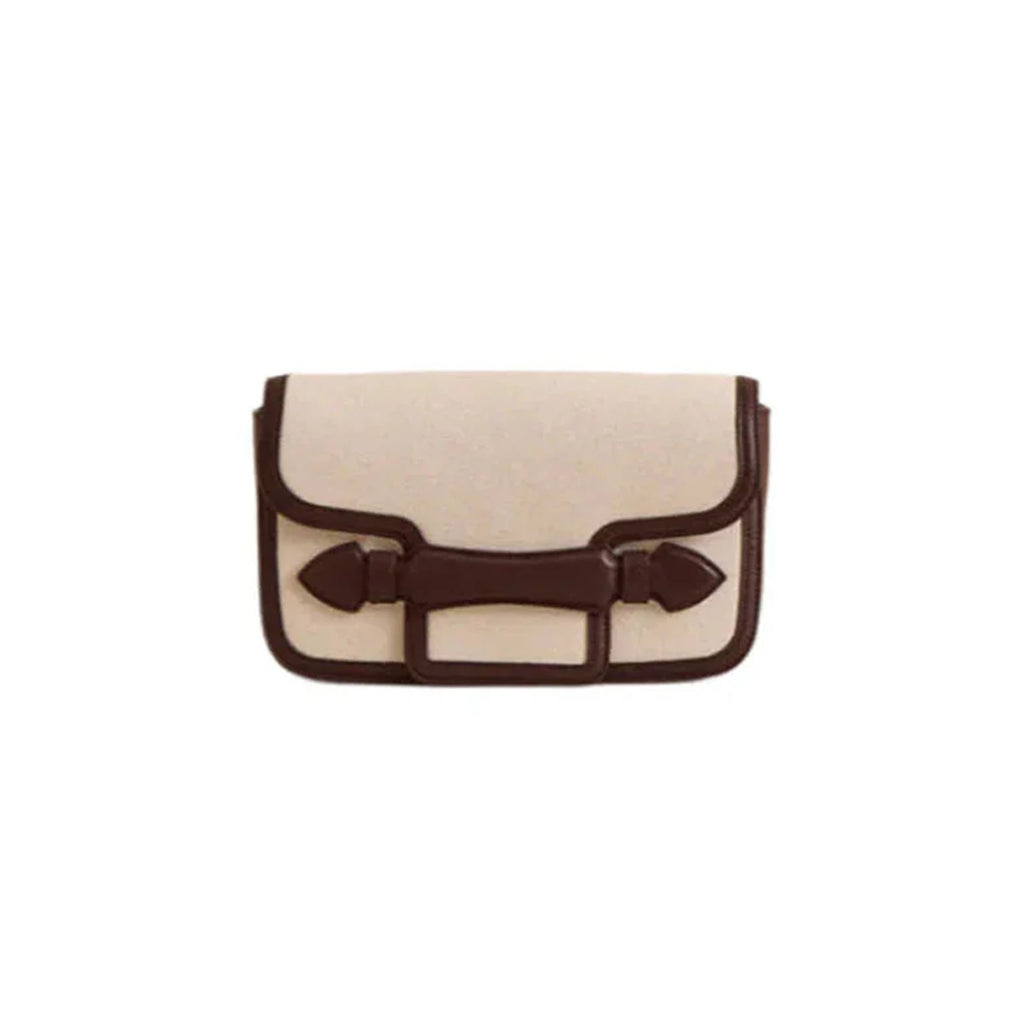 White & Brown Canvas Clutch