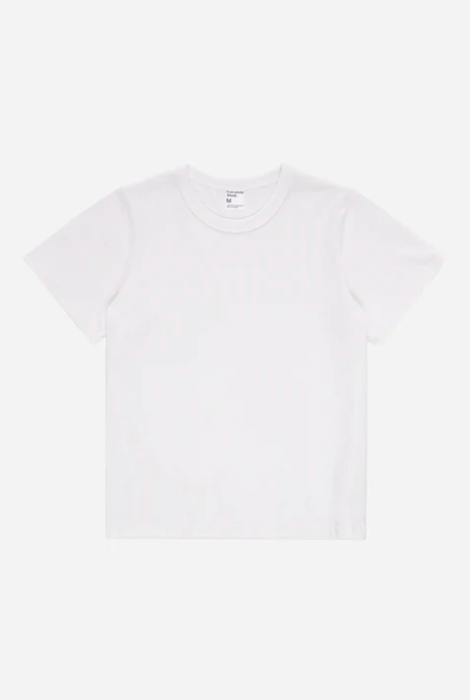 Plain white t-shirt on a light gray background