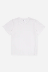 Plain white t-shirt on a light gray background