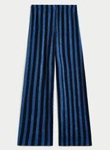 The Zephyra Flare Pants In Navy Blue Striped Terry