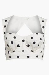 Polka Dot Back Cutout Crop Bustier Top