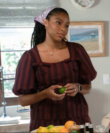 Damson Madder harriet blouse in burgundy and navy stripe