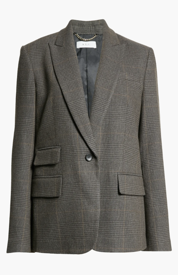 Grey Check Single Breasted Blazer