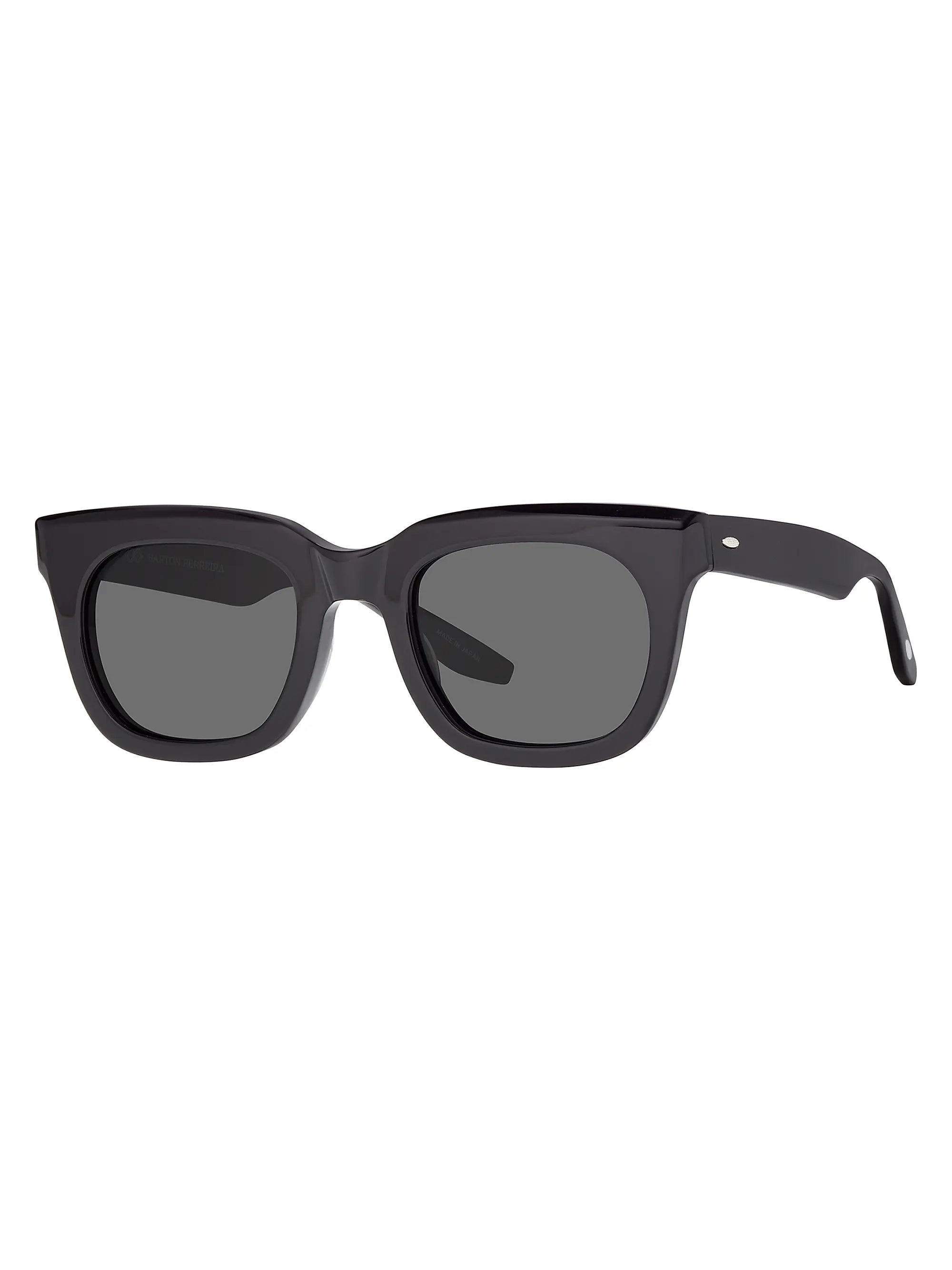 Black cat-eye sunglasses with a gold chain on a white background