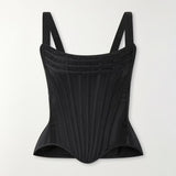 Black swimsuit with thin straps on a white background