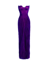 Purple evening gown on a white background