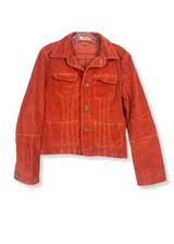 Tulle Button Up Corduroy Jacket in Burnt Orange