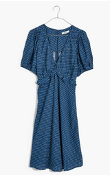 Blue Polka Dot Ruffle Mini Dress