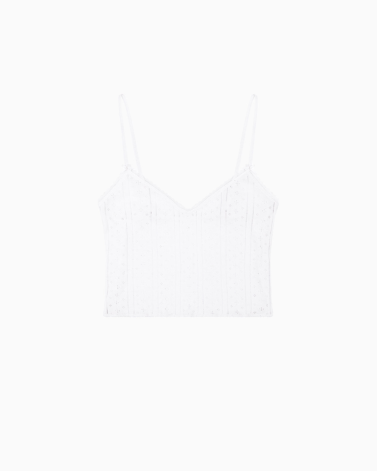 White Pointelle Cropped Cami