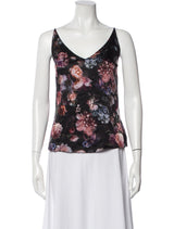 Black Floral Silk Tank Top