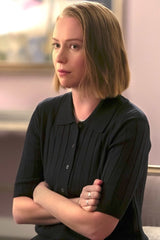 DO By Dee Ocleppo black ribbed knit short sleeve sweater product photo
