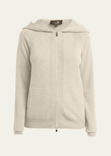 Cream Cashmere Front Zip Hoodie Sweater