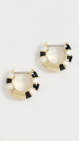 Enamel Stripe Huggie Earrings
