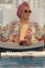 Camilla white floral V-neck kaftan product photo
