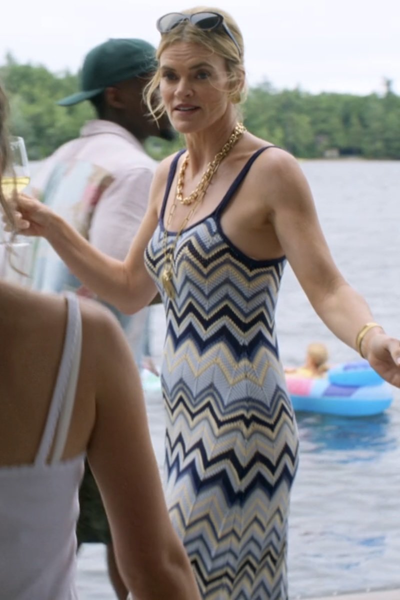 Shop Denise's Blue Chevron Crochet Maxi Dress from Sterling Point · Seek