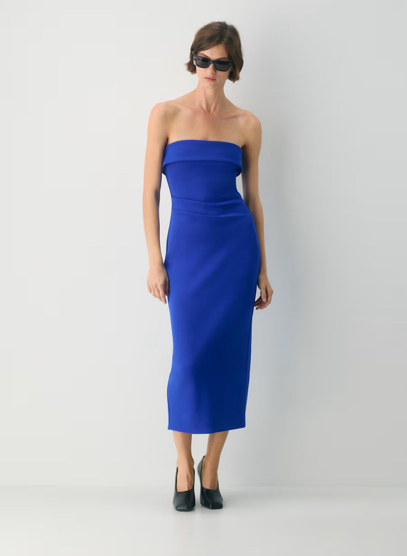 dakota johnson blue strapless dress Dakota Johnson Blue Dress 'Materialists' Seek Outfit Seek to Shop Style Seen on Screen