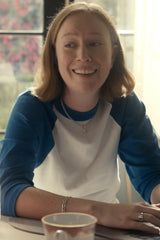 Gildan white and blue raglan T-shirt product photo