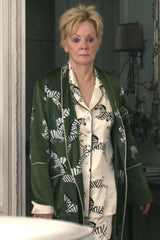Olivia Von Halle green zebra-printed silk robe product photo