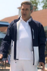 Ralph Lauren RLX white and blue colorblock packable jacket product photo