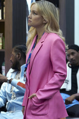 SER.O.YA pink pinstripe double breasted blazer product photo
