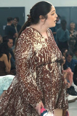 ASTR The Label brown animal print long sleeve mini dress product photo