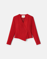 Red Dobby Asymmetric Fitted Jacket