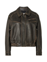 Black Leather Bomber Jacket