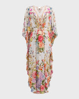 White Floral V-Neck Kaftan