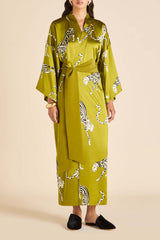 Green Zebra-Printed Silk Robe
