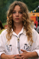 Shop Oona's Cow-Embroidered Button-Up Shirt from Sterling Point · Seek