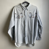 Cow-Embroidered Button-Up Shirt