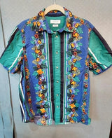 Green Striped Hawaiian Floral Shirt