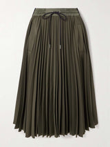 Green Pleated Cargo Midi Skirt