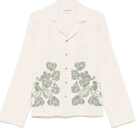 Fig Leaf Print Camp Shirt