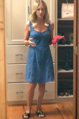 Blue Striped Sleeveless Midi Dress