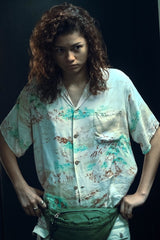 Shop Rue Bennett's White Hawaiian Shirt from Euphoria Season 3 · Seek