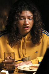 Shop Rue Bennett's Yellow/Blue 3-Stripe Mini Shmoo Hoodie Sweatshirt from Euphoria Season 3 · Seek