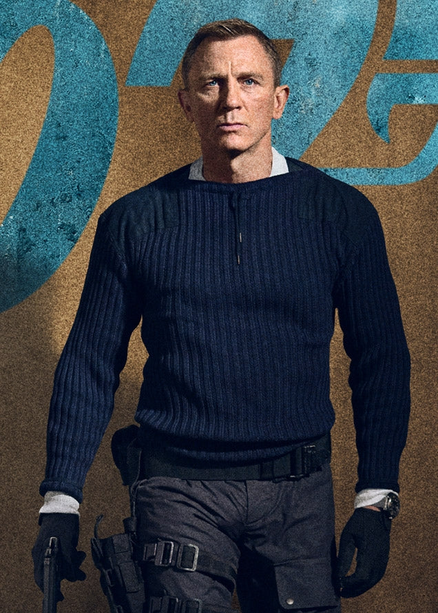 007 RIBBED ARMY SWEATER IN NAVY BLUE