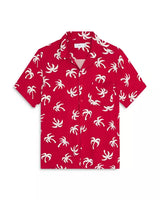 Onia Vacation Red Short Sleeve Shirt with Palm Trees