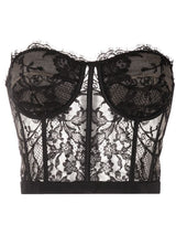 STRAPLESS LACE BUSTIER TOP IN BLACK