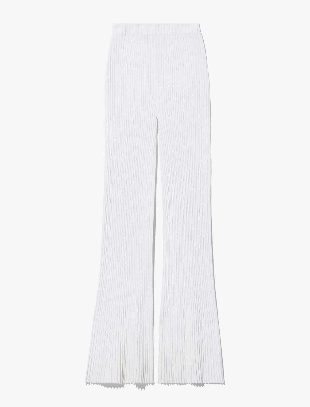Rib Knit Cropped Pants in Off White