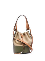 Balloon bucket bag in Canvas and Olive Leather