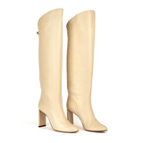 Adriana High-heel Nappa Cream Off White Leather Boots