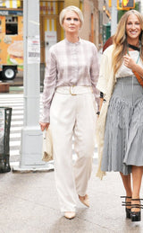 Belted Tapered Trousers in Magnolia Off White