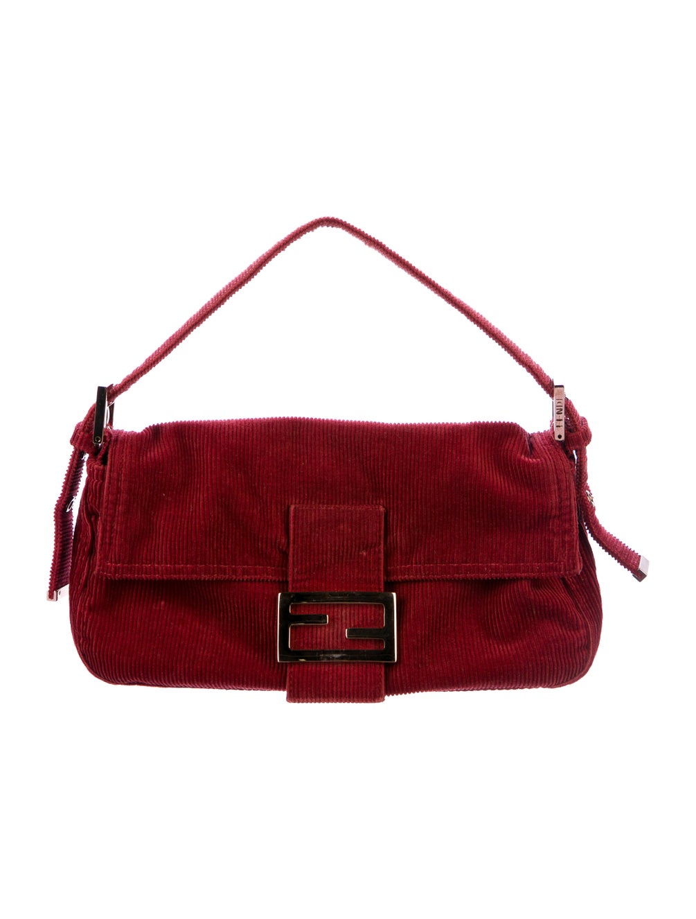 Fendi Corduroy Baguette Handbag in Red