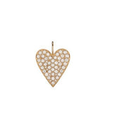 LARGE HEART WITH PAVE WHITE DIAMONDS CHARM NECKLACE